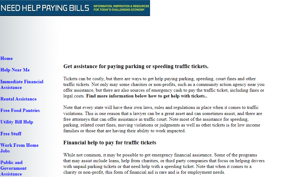 Need of Financial Help to Pay for Traffic Tickets