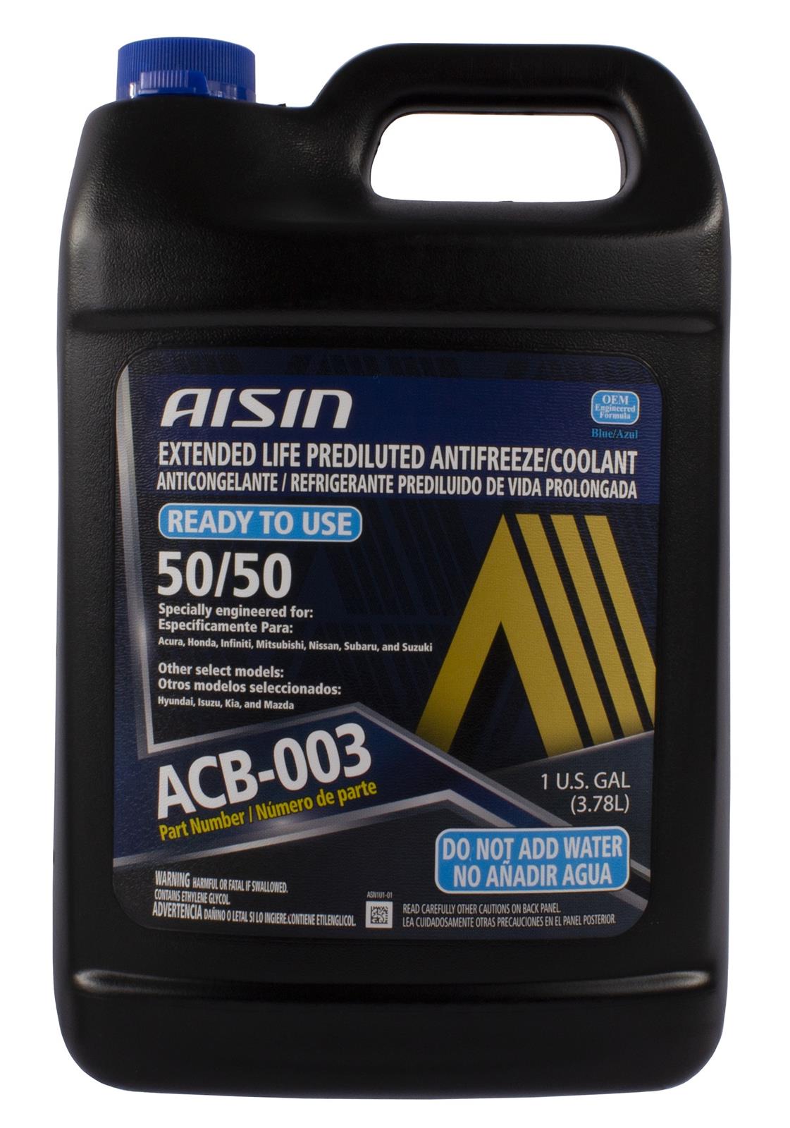 Aisin ACB-003 Blue 50/50 Prediluted Antifreeze Coolant