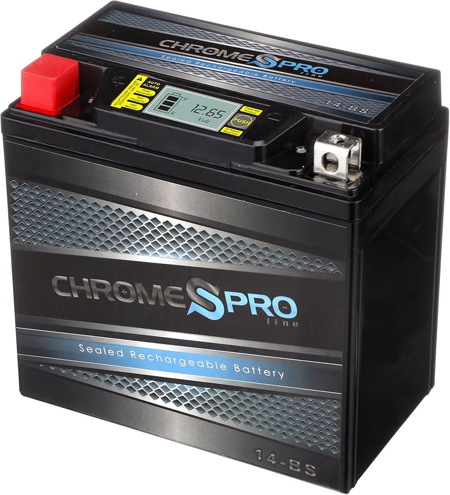Chrome Battery YTX14-BS AGM Motorcycle Battery