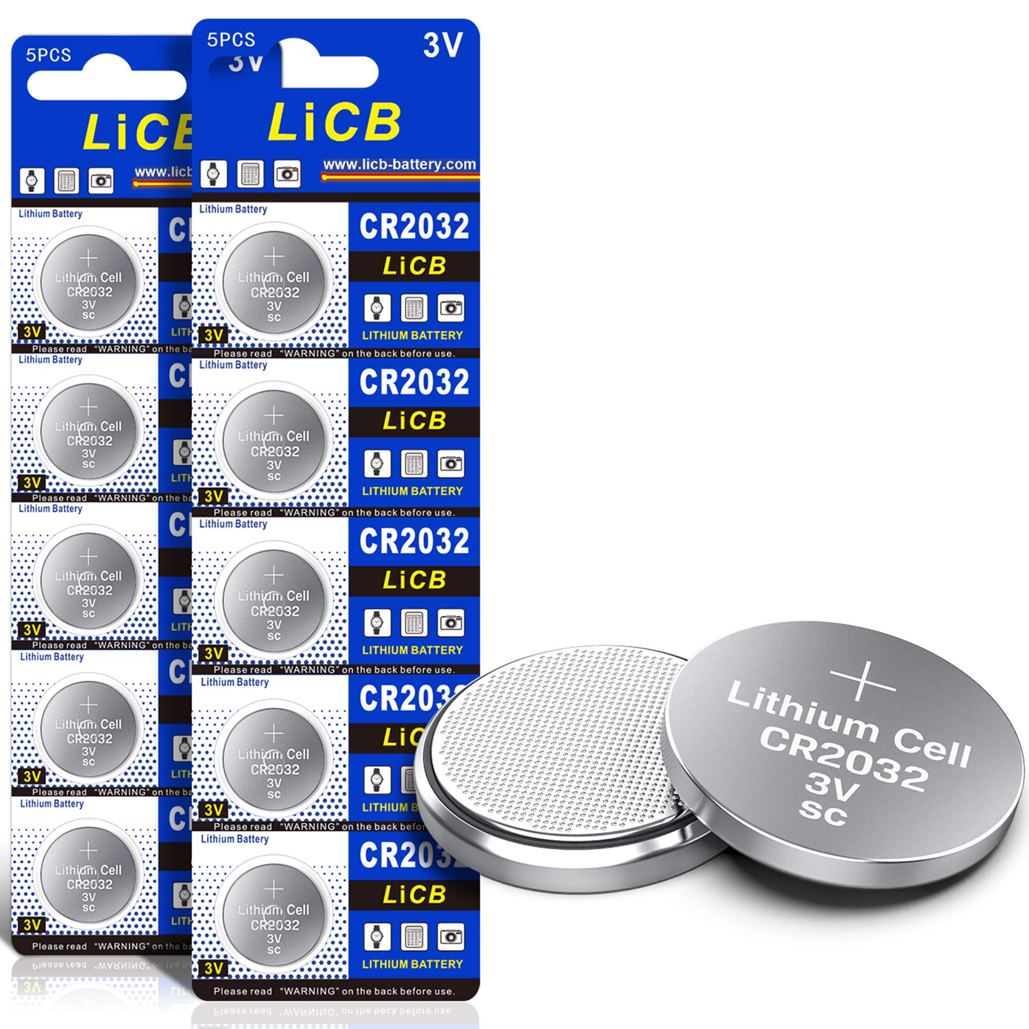 LiCB CR2032 10-Pack Lithium Coin Cell Batteries
