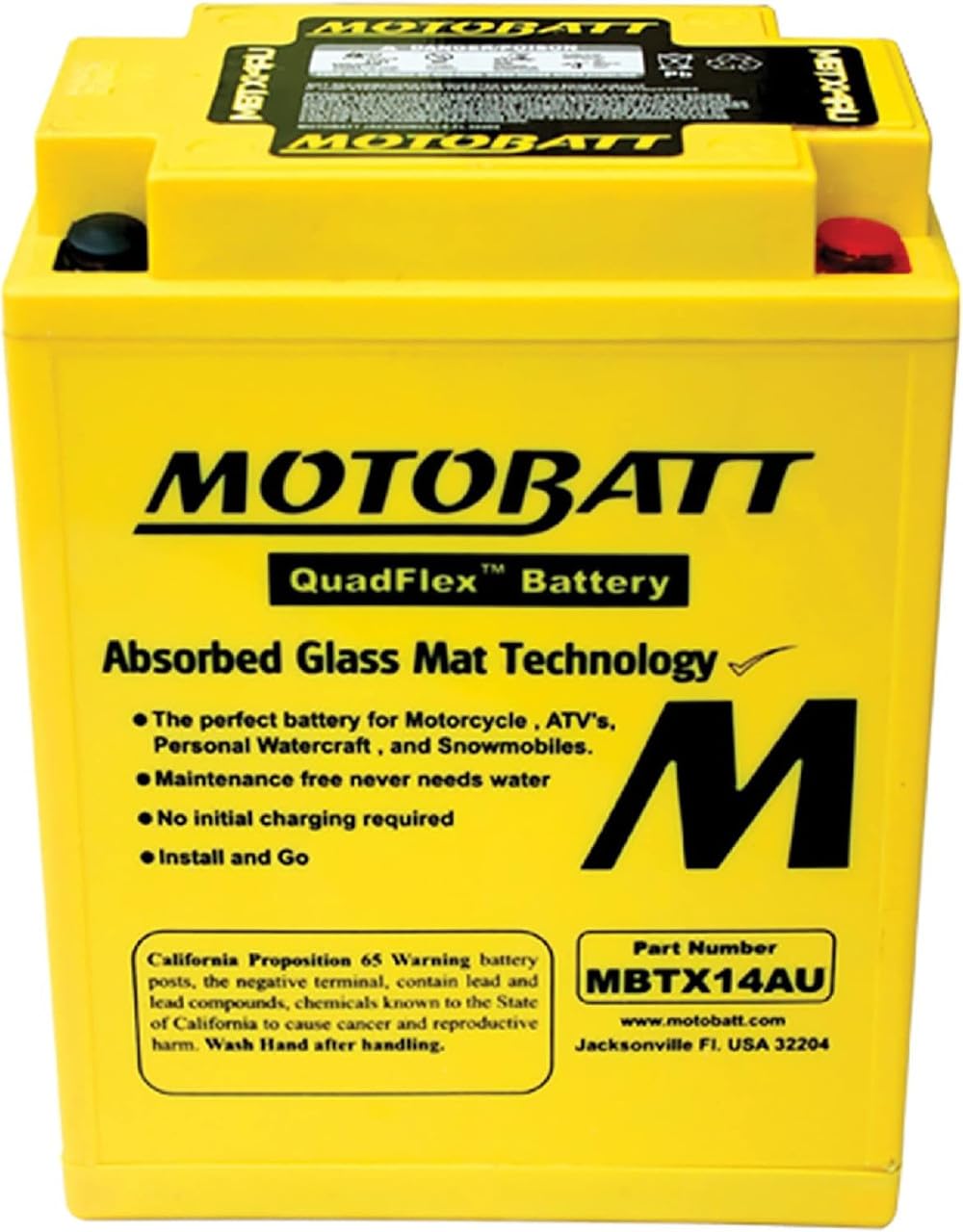 MotoBatt MBTX14U Quad-Terminal AGM Battery