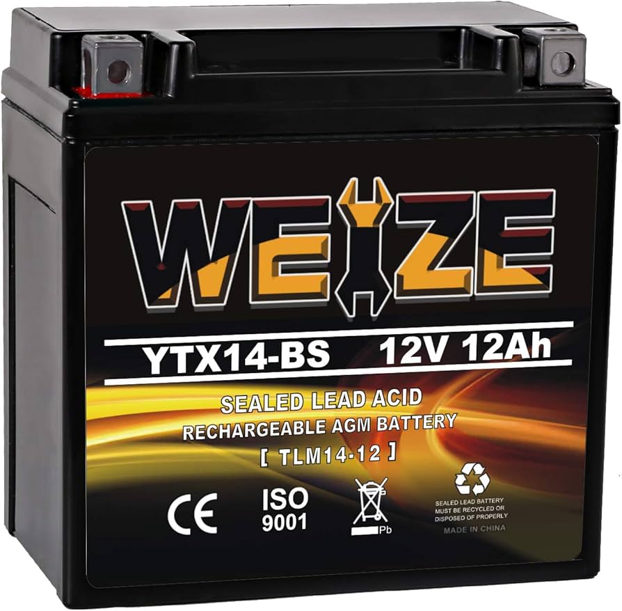 Weize YTX14-BS AGM Motorcycle Battery