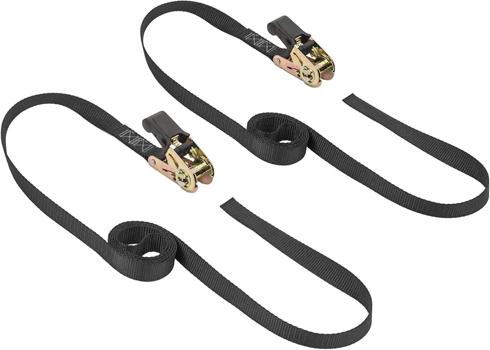 Powertye 2 inch x 15 foot Heavy-Duty Ratchet Straps 2-Pack