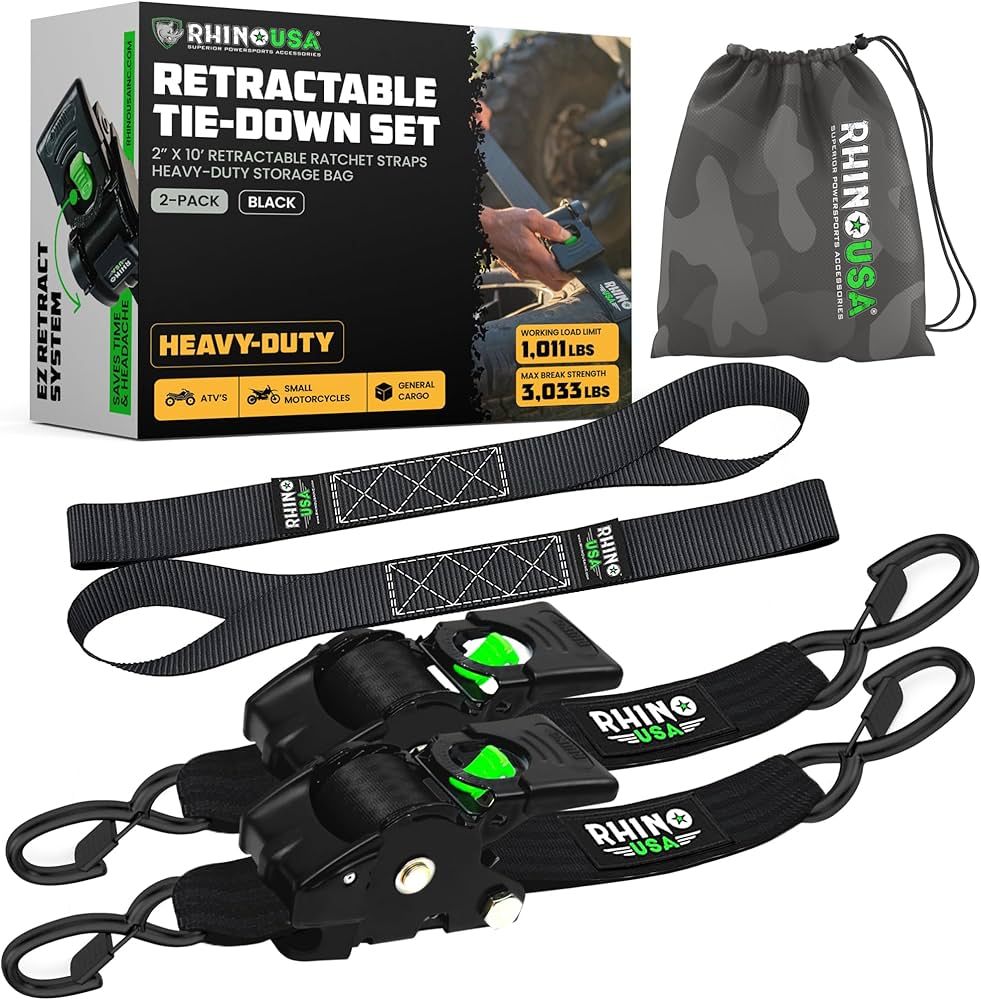 USA Ratchet 2 inch x 27 foot Premium Ratchet Straps 2-Pack